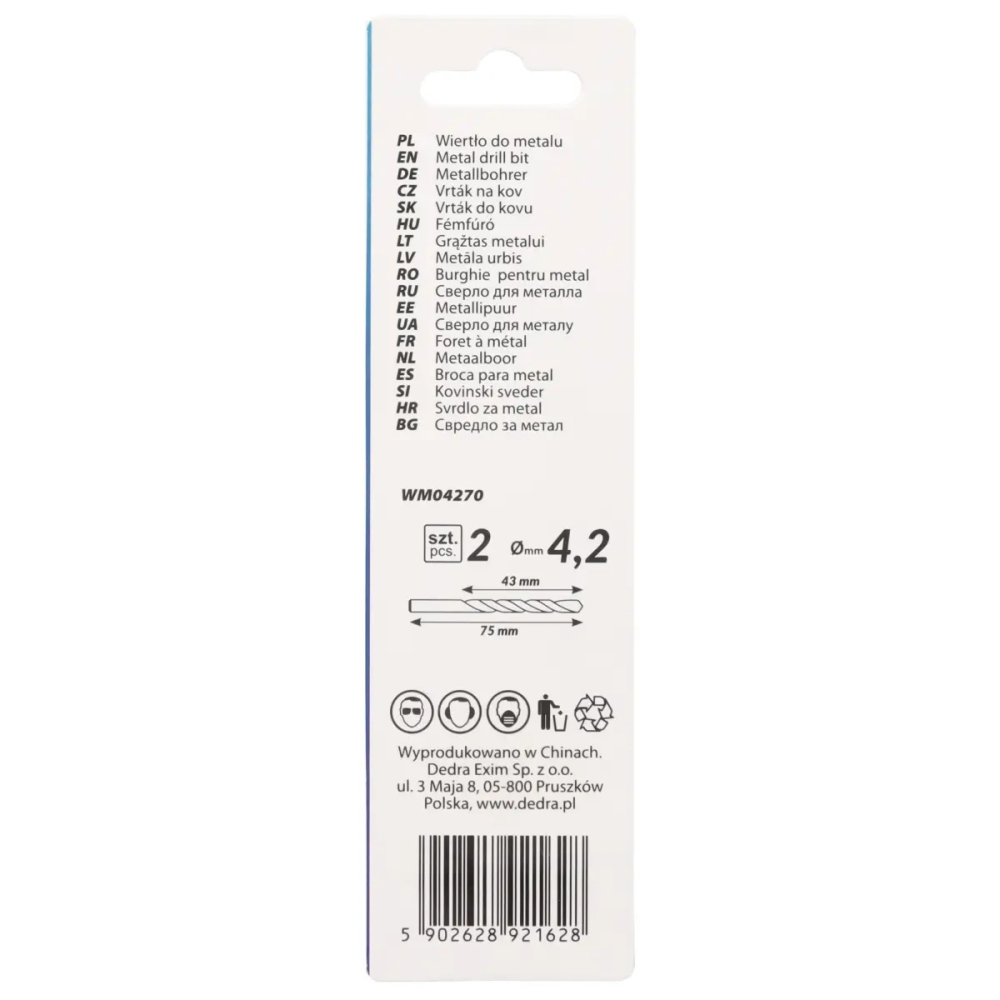 Burghie pentru metal 2buc, HSS, DIN338, 4,2x75mm [2]