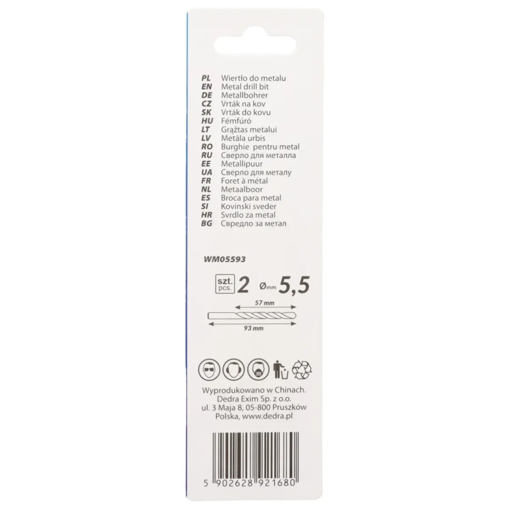 Burghie pentru metal 2buc, HSS, DIN338, 5,5x93mm [2]