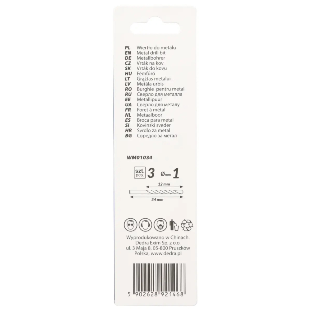Burghie pentru metal 3buc, HSS, DIN338, 1,0x34mm [2]