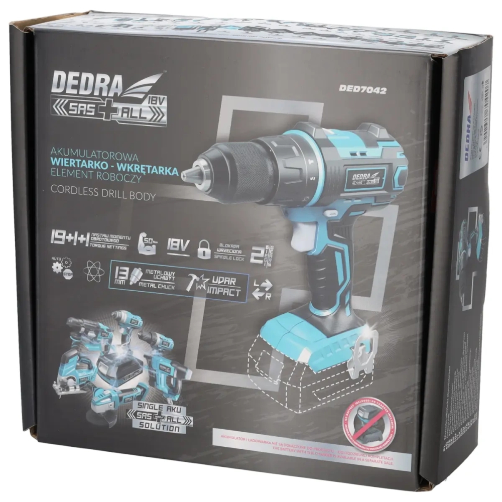 Maşina de găurit/ înşurubat cu acumulator 18V, mandrină 13mm, impact [7]