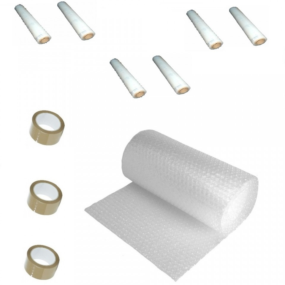 Pachet folie cu bule 100 mp + 3 role scotch + 6 Stretch 2 kg, folie de 60 microni - 2 straturi [3]
