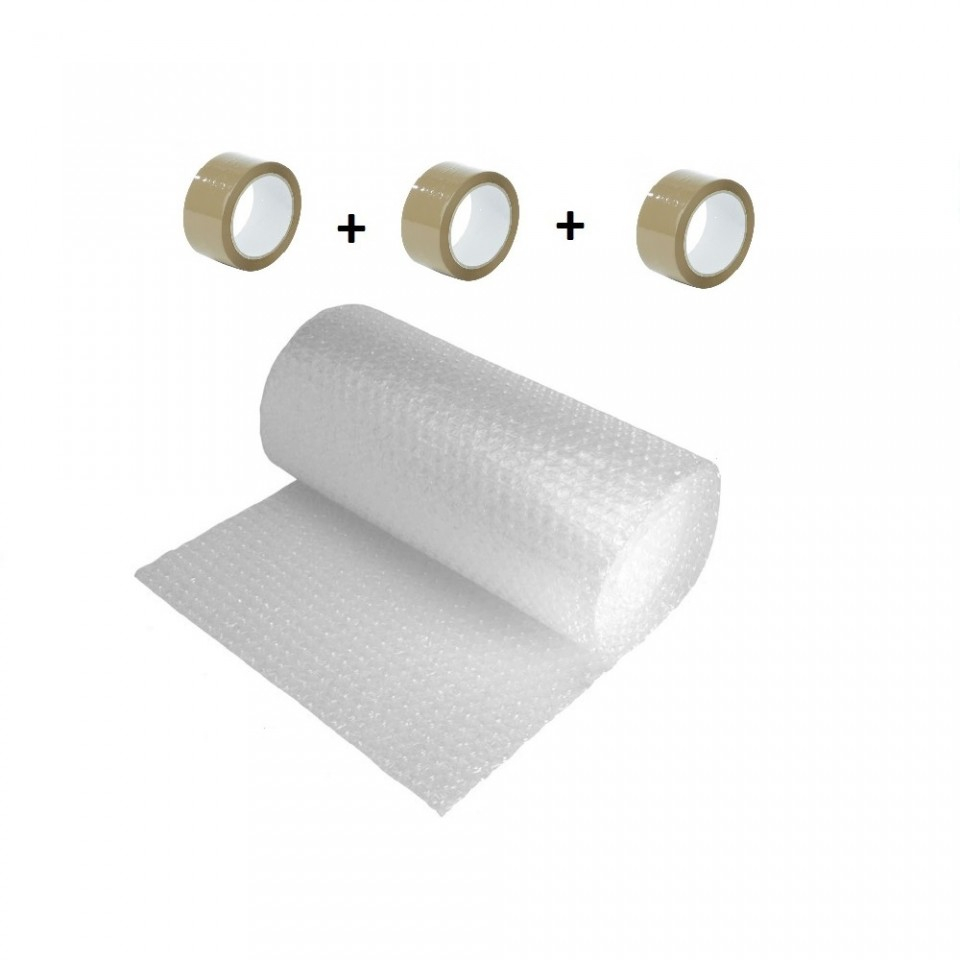 Pachet folie cu bule 100 mp + 3 role scotch, folie de 60 microni - 2 straturi [2]
