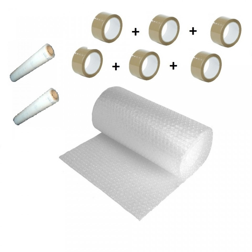 Pachet folie cu bule 100 mp + 6 role scotch + 2 Stretch , folie de 60 microni - 2 straturi [2]
