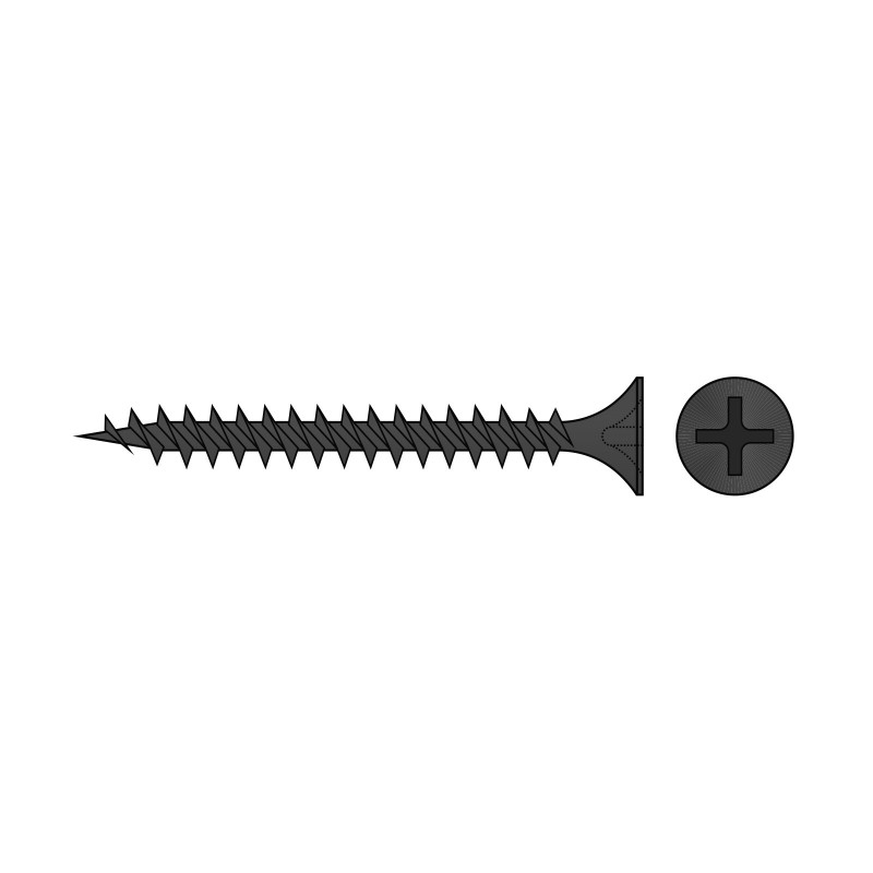 Surub pentru gips-carton filet cu pas fin tratat termic, otel, fosfatat,3.5x55,1000buc/cutie Rocast [1]