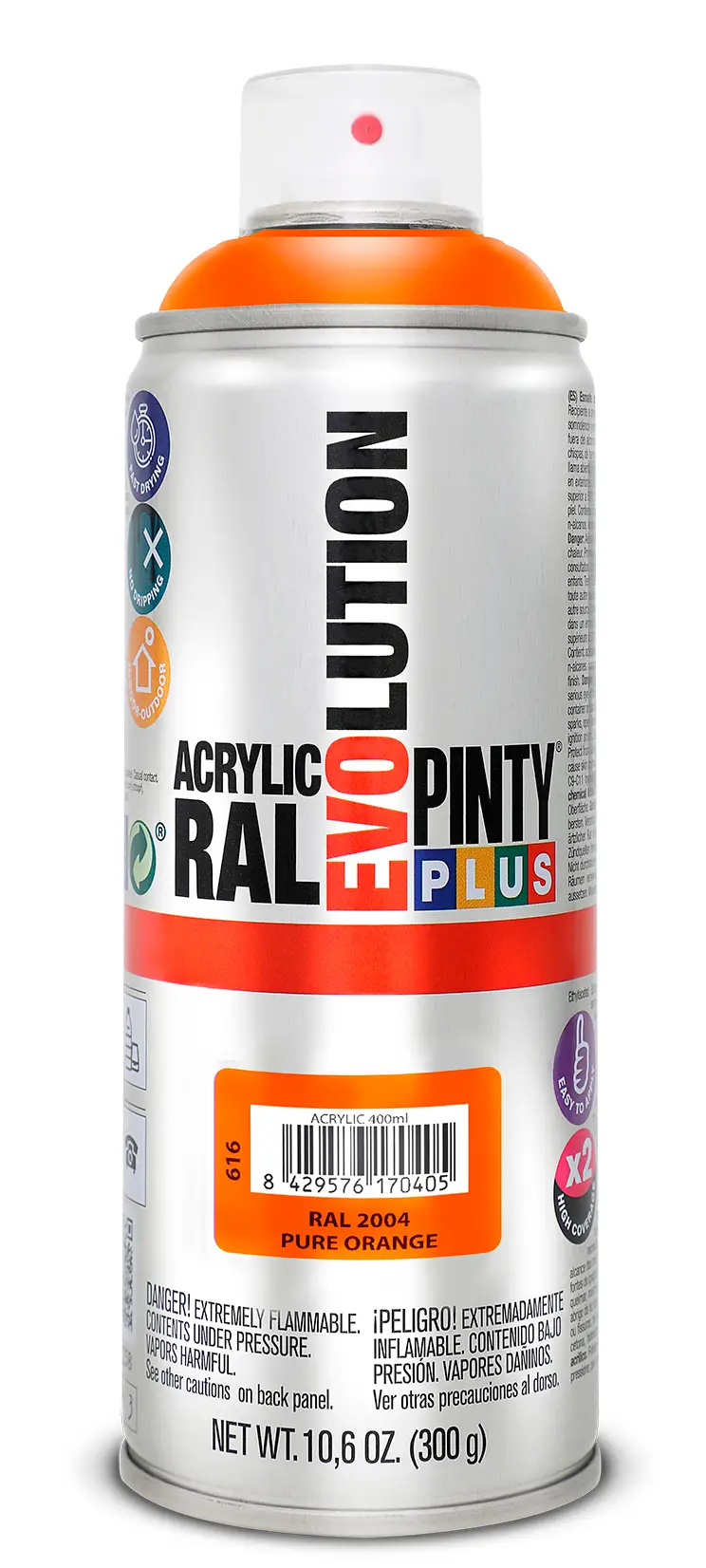 Vopsea spray acrilica portocaliu pur RAL 2004 400 ml Pinty plus [1]