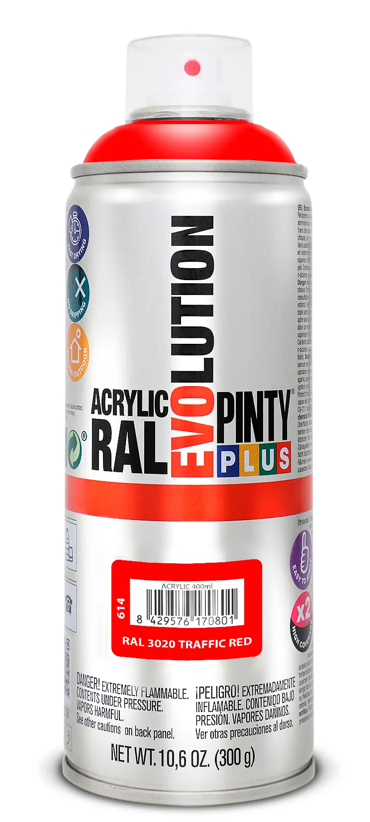 Vopsea spray acrilica rosu trafic RAL 3020 400 ml Pinty plus [1]