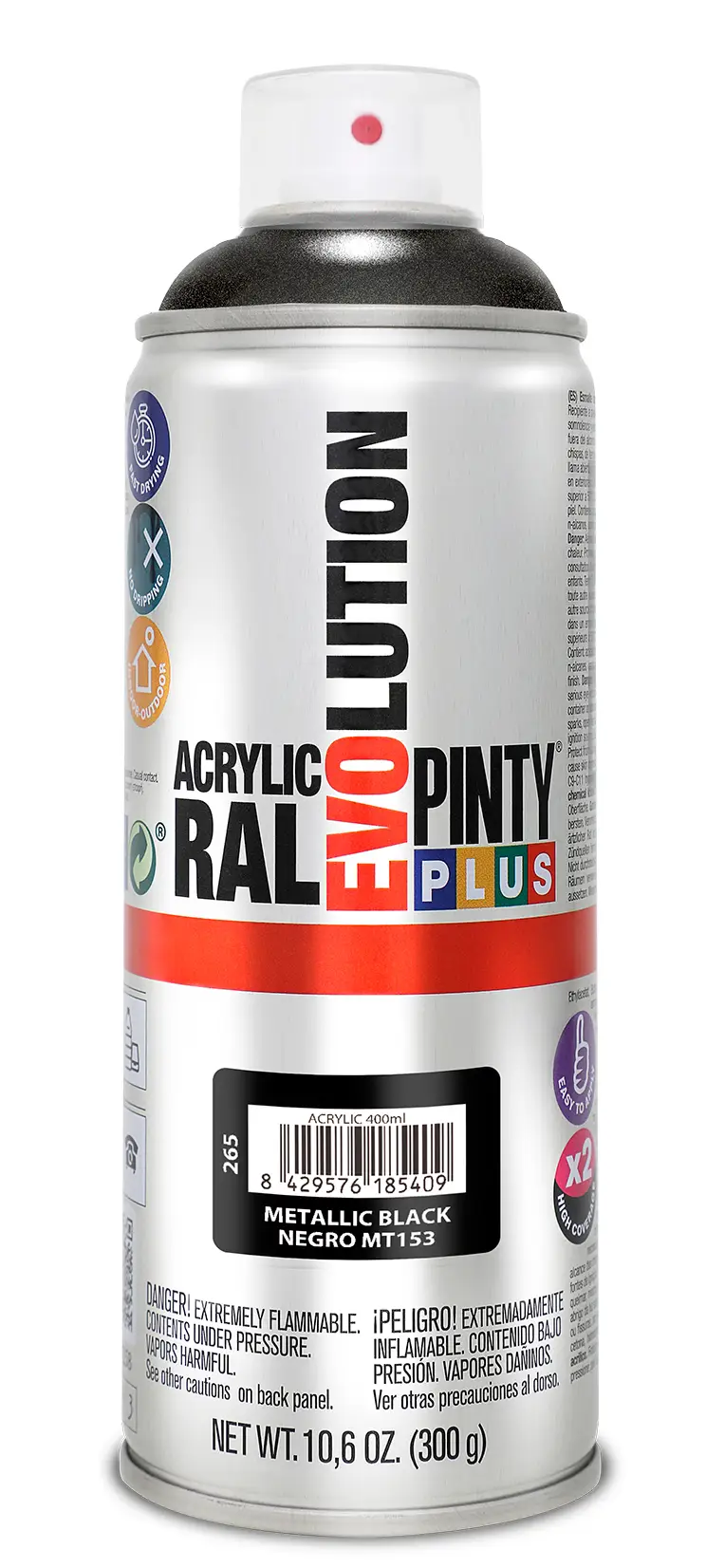 Vopsea spray acrilica negru metalizat 400 ml Pinty plus [1]