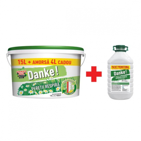 Produse - Vopsea lavabila interior, Danke - peretii respira, alba, 15 L + amorsa Danke 4 L