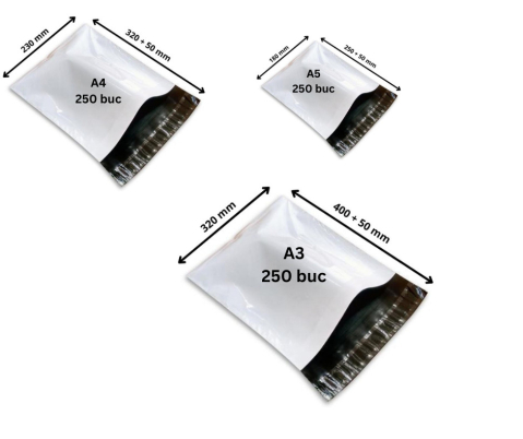 AMBALAJE SI CONSUMABILE - 750 buc pungi curierat Profesional ( A3, A4 si A5 cate 250 buc )