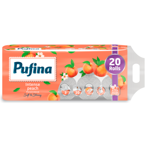 PRODUSE CURATENIE - Hartie igienica Pufina Piersica, 20 role, 3 straturi