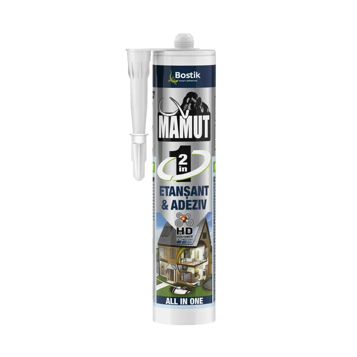 AMENAJARI INTERIOARE SI EXTERIOARE - Adeziv pentru suprafete multiple, flexibil, Mamut Universal 2 in 1, interior / exterior, alb, 290 ml