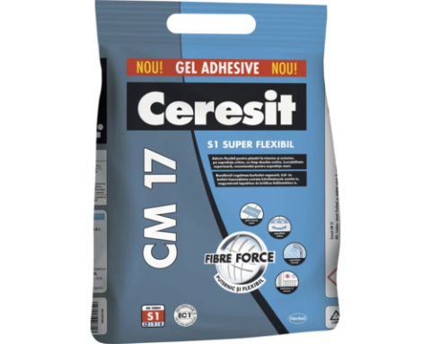 SILICON SI ADEZIV - Adeziv super flexibil Ceresit CM17 pentru gresie și faianță interior și exterior 5 kg gri