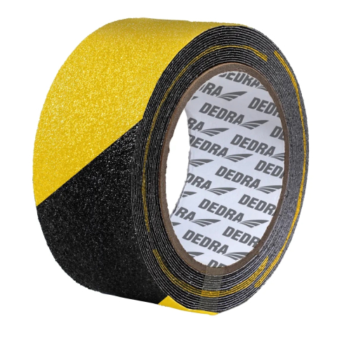 SILICON SI ADEZIV - Bandă antiderapantă 50mmx18m, PVC galben&negru, grosime 0,13mm