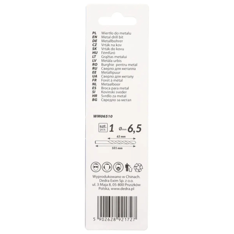 Burghie pentru metal 1buc, HSS, DIN338, 6,5x101mm [1]