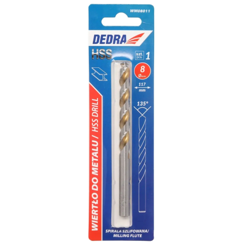 SCULE SI UNELTE - Burghie pentru metal 1buc, HSS, DIN338, 8,0x117mm