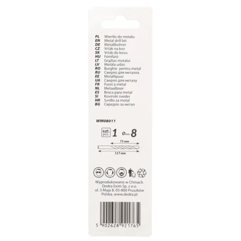 Burghie pentru metal 1buc, HSS, DIN338, 8,0x117mm [1]