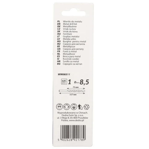 Burghie pentru metal 1buc, HSS, DIN338, 8,5x117mm [1]