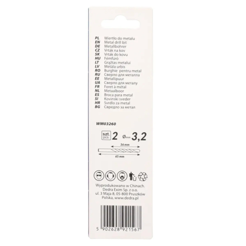 Burghie pentru metal 2buc, HSS, DIN338, 3,0x61mm [1]