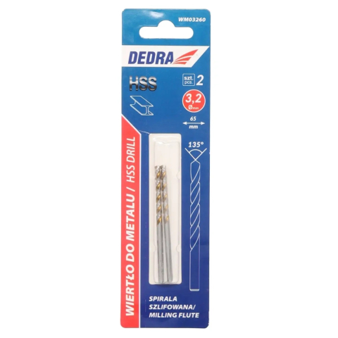 SCULE SI UNELTE - Burghie pentru metal 2buc, HSS, DIN338, 3,2x65mm