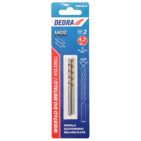 SCULE SI UNELTE - Burghie pentru metal 2buc, HSS, DIN338, 4,2x75mm