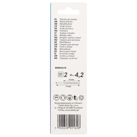 Burghie pentru metal 2buc, HSS, DIN338, 4,2x75mm [1]