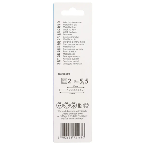 Burghie pentru metal 2buc, HSS, DIN338, 5,5x93mm [1]
