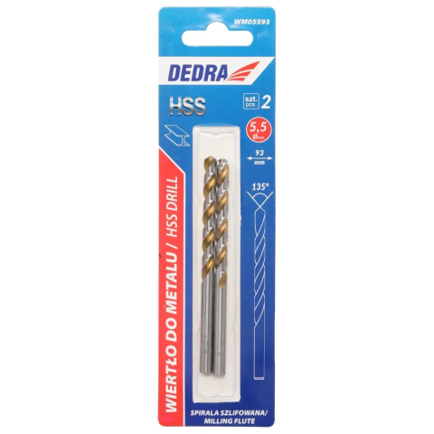 SCULE SI UNELTE - Burghie pentru metal 2buc, HSS, DIN338, 5,5x93mm