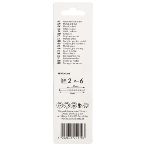 Burghie pentru metal 2buc, HSS, DIN338, 6,0x93mm [1]