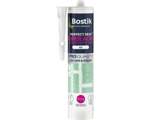SILICON SI ADEZIV - Chit izolant Bostik Super Acril 280 ml alb pentru crăpăturile și rosturilor din perete și tavan