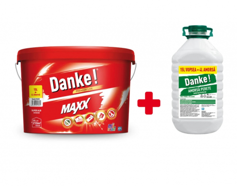 VOPSEA LAVABILA/AMORSA - DANKE MAXX  ALB PENTRU INTERIOR 15L+AMORSA4L