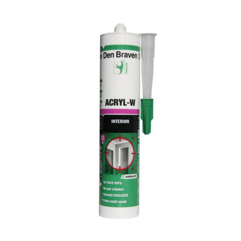 AMENAJARI INTERIOARE SI EXTERIOARE - Etansant acrilic Acryl - W, alb, interior, 280 ml, Den Braven