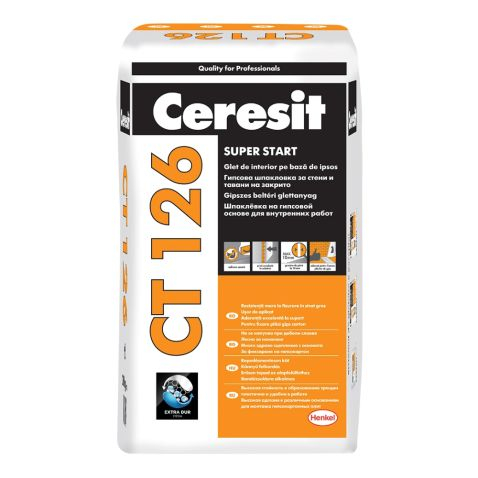 SILICON SI ADEZIV - Glet Ceresit CT 126 pentru denivelări de la 2 la 6 mm la interior 5 kg alb