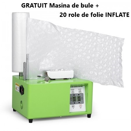 AMBALAJE SI CONSUMABILE - GRATUIT Masina de productie folie cu bule + 20 role folie INFLATE