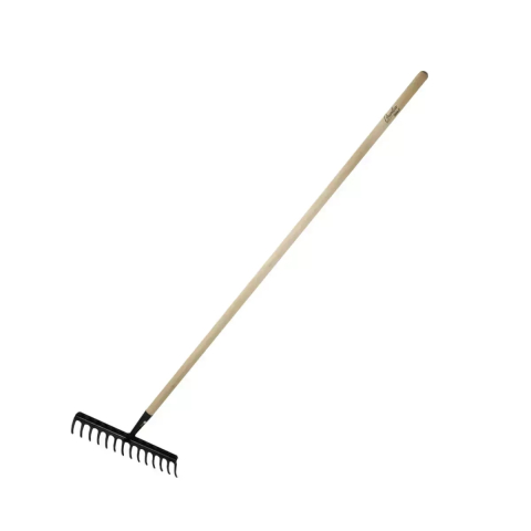 GRADINARIT - Greblă cu 16 dinti întărită încadrată coadă din lemn, 132cm