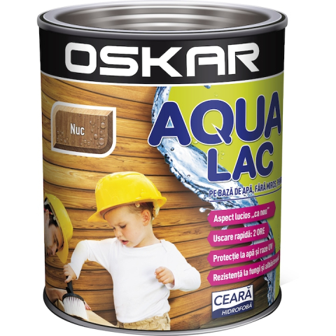 VOPSEA LAVABILA/AMORSA - Lac pentru lemn Oskar Aqua Lac, nuc, pe baza de apa, interior / exterior, 10L