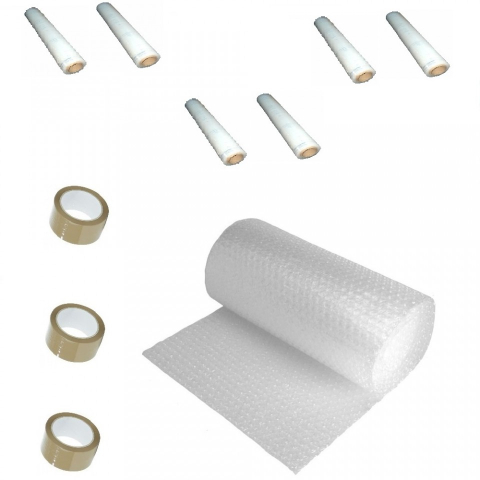 Pachet folie cu bule 100 mp + 3 role scotch + 6 Stretch 2 kg, folie de 60 microni - 2 straturi [2]