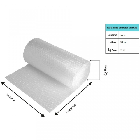Pachet folie cu bule 100 mp + 3 role scotch, folie de 90 microni - 3 straturi [2]
