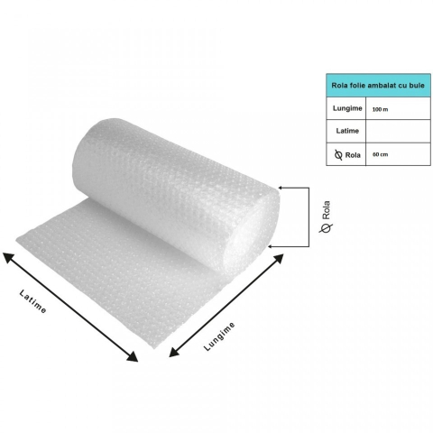 Pachet folie cu bule 100 mp + 6 role scotch , folie de 60 microni - 2 straturi [2]