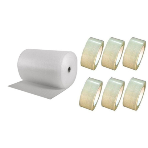AMBALAJE SI CONSUMABILE - Pachet folie cu bule 100 mp + 6 role scotch , folie de 90 microni - 3 straturi