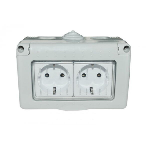 ACCESORII ELECTRICE - Priza Modulara Dubla cu capac, Antigron, 16A, IP55