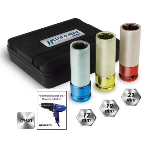 SCULE SI UNELTE - Tubulare impact pentru jenti aluminiu set 1/2 17 19 21mm DEDRA