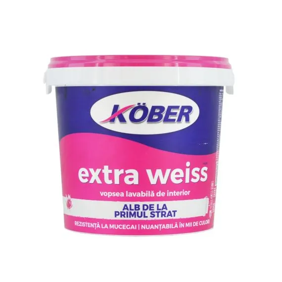 VOPSEA LAVABILA/AMORSA - Vopsea lavabila pentru interior, extra weiss, 8.5L