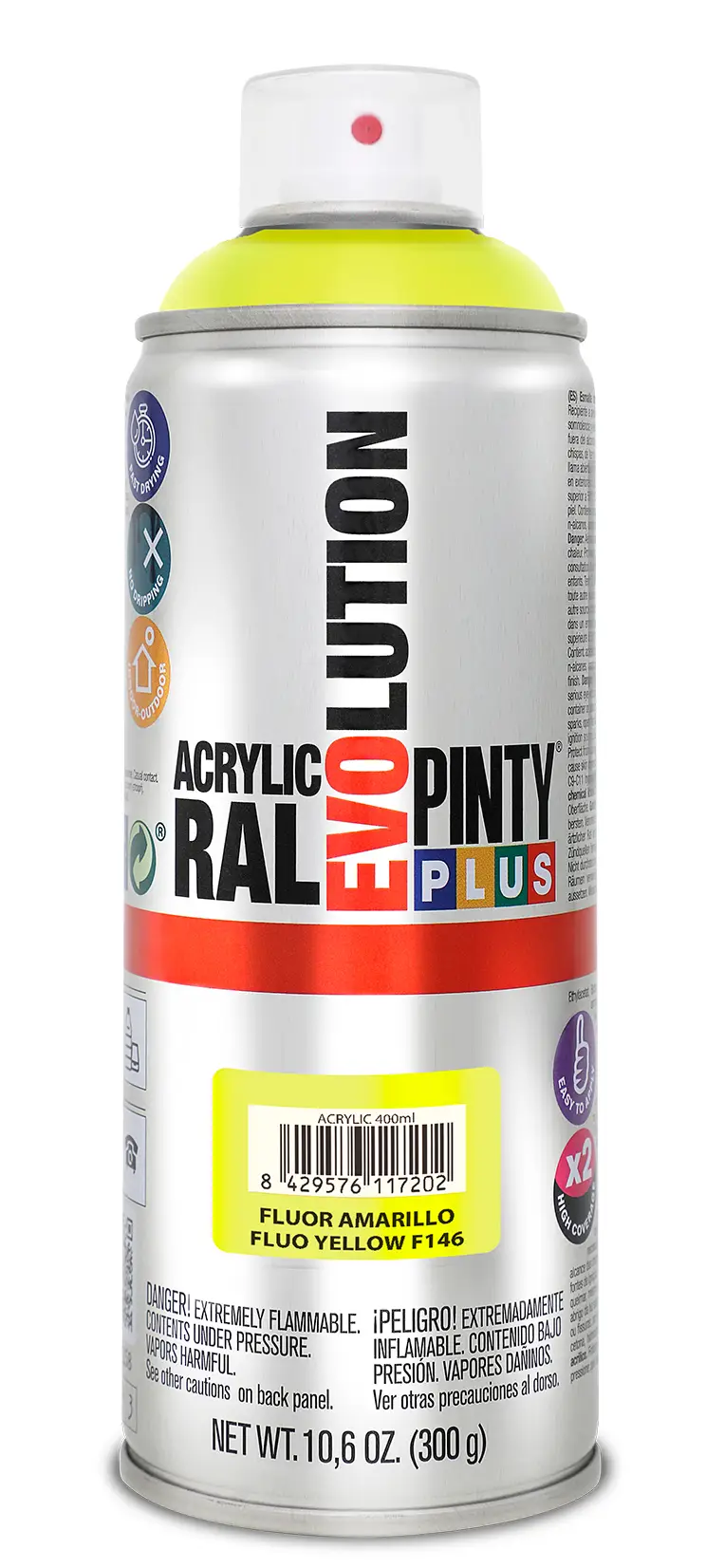 SPRAY/AUTO/HOME - Vopsea spray acrilica galben fluorescent 400 ml Pinty plus