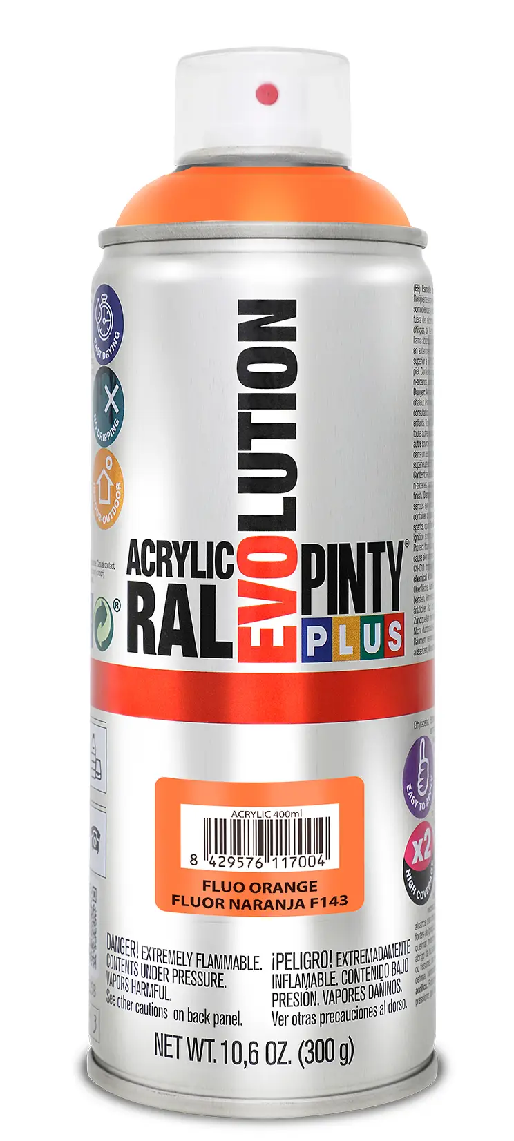 SPRAY/AUTO/HOME - Vopsea spray acrilica portocaliu fluorescent 400 ml Pinty plus