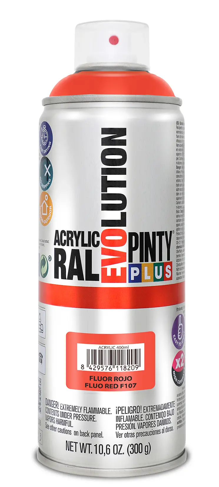 SPRAY/AUTO/HOME - Vopsea spray acrilica rosu fluorescent 400 ml Pinty plus