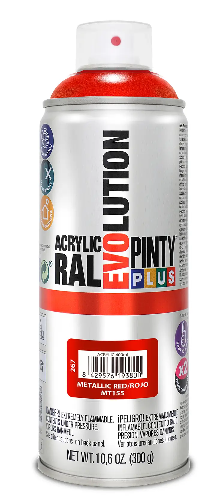 SPRAY/AUTO/HOME - Vopsea spray acrilica rosu metalizat 400 ml  Pinty plus
