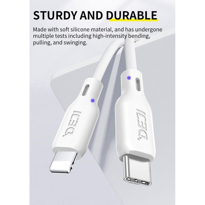 Cablu de date Deji C15 Type-C - Lightning Soft Silicon 1M Alb [5]