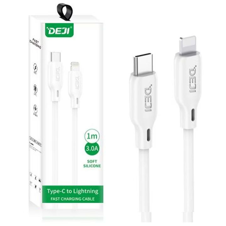 Cablu de date Deji C15 Type-C - Lightning Soft Silicon 1M Alb [2]