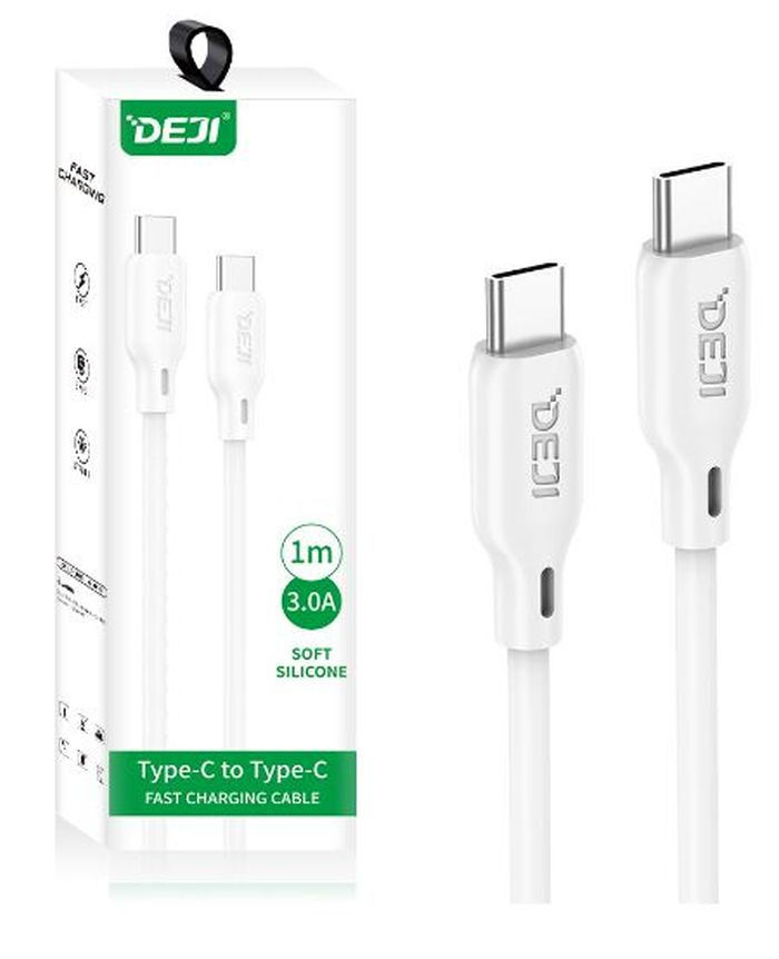 Cablu de date Deji C16 Type-C - Type-C Soft Silicon 1M Alb [2]