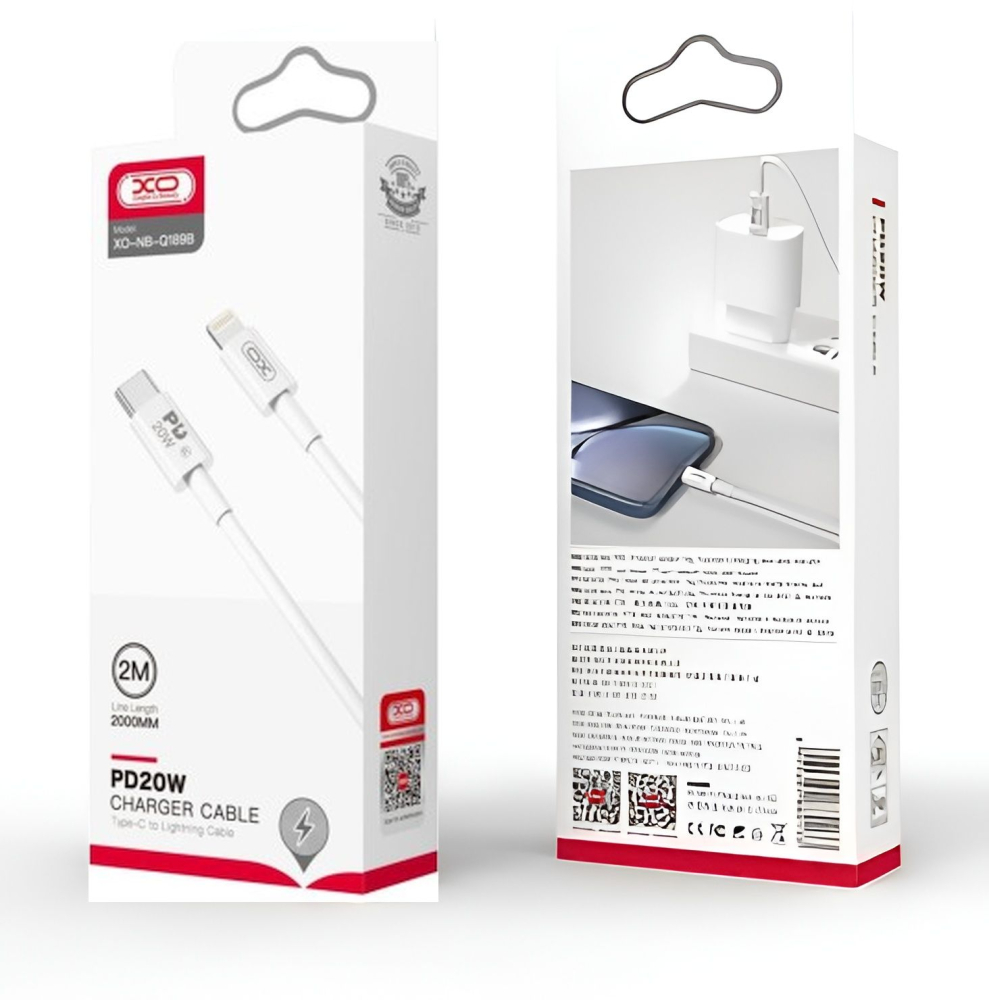 Cablu de date XO-NB-Q189B Usb-C - Lightning 2M Alb [2]